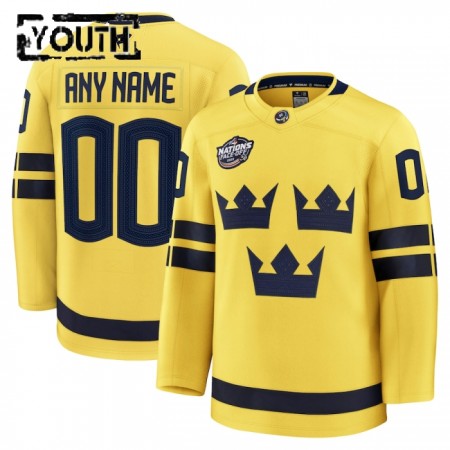 Maillot de Hockey Suède Personnaliser 4 Nations Face Off 2025 Fanatics Premium Jaune - Enfant Maillot de Hockey Suède Personnaliser 4 Nations Face Off 2025 Fanatics Premium Jaune - Enfant